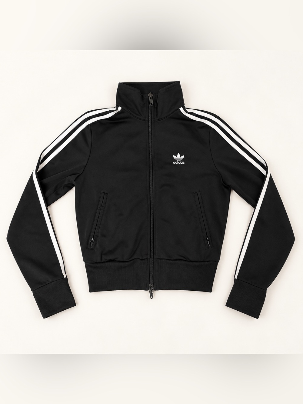 adidas Black Track Bomber Jacket with White Three Stripes - Women